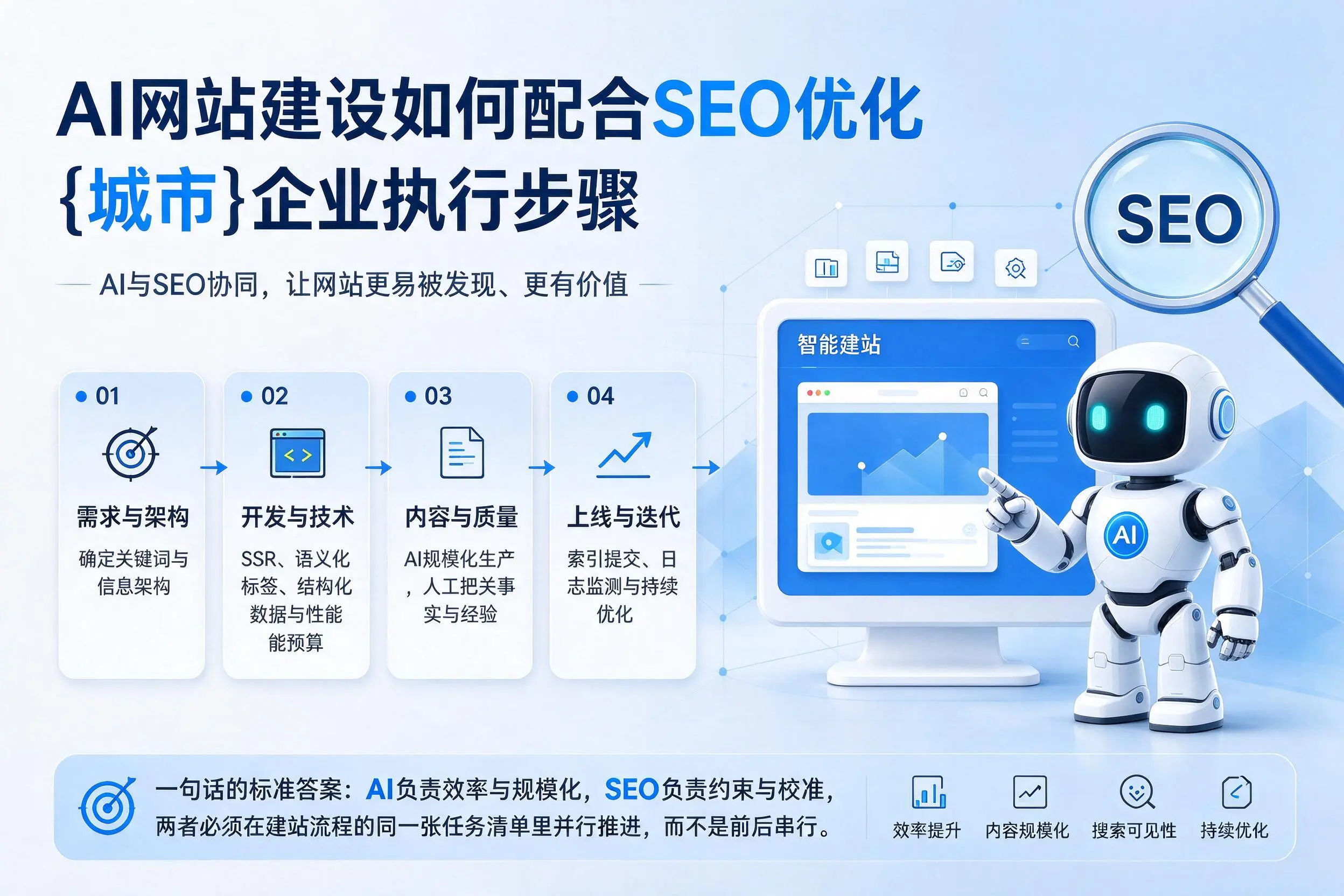 AI网站建设如何配合SEO优化，北京企业执行步骤